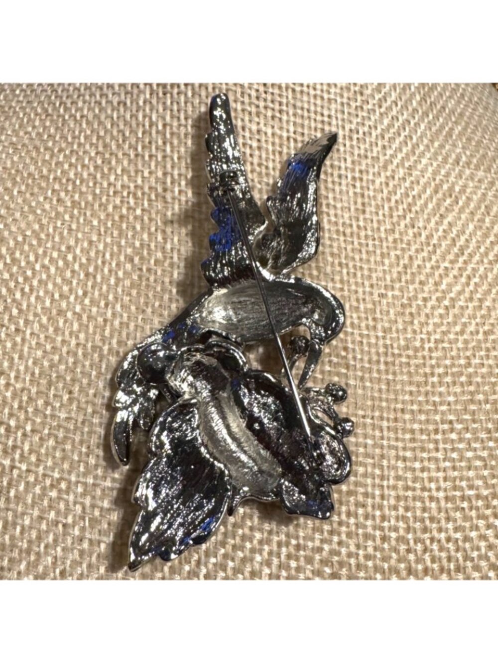 Vintage Hummingbird Brooch Green & Purple Enamel Floral Design 3 Inches - Picture 5 of 7